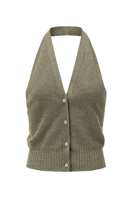 SWAYING 25 Early Autumn Halter Cashmere Vest SW-SW25PF1T16C1-LV Green